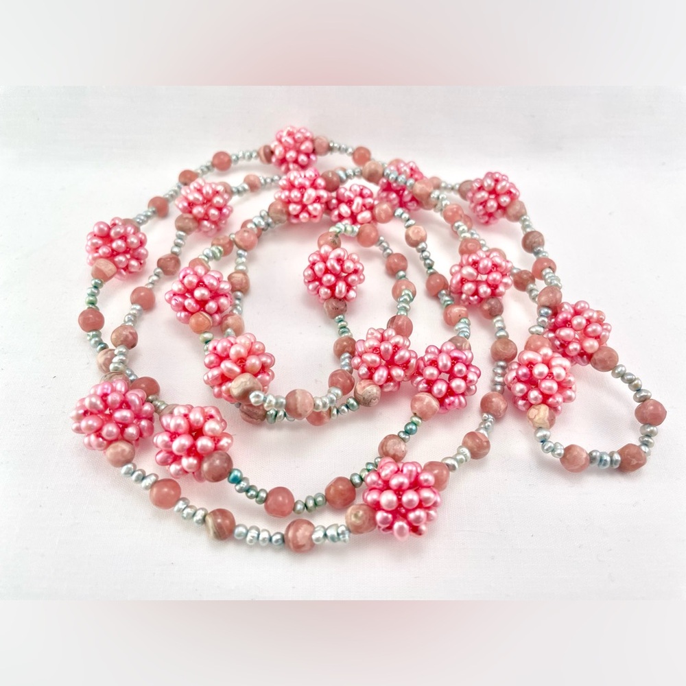 Jay King Rhodochrosite & Genuine Pearls Necklace, Mine Finds Collection Vintage